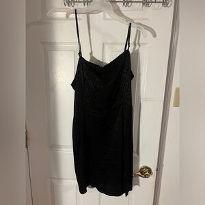 FOREVER 21 black cheetah cowl neck slip dress (L)